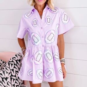 Queen of Sparkles | Football Lavender Romper Size Large